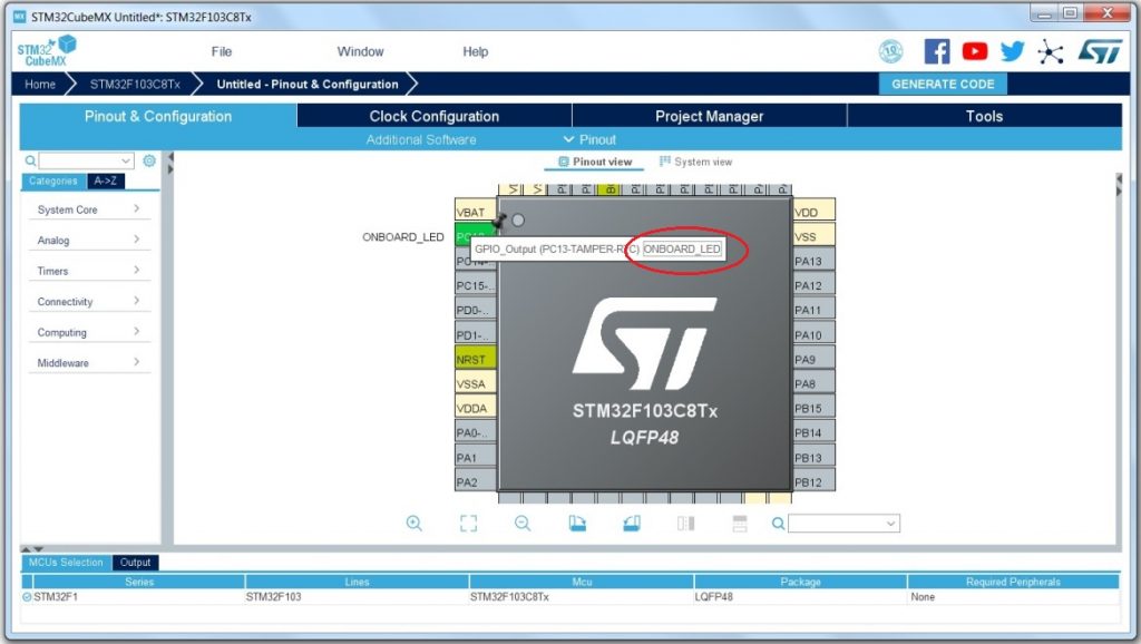 STM32CubeMX Label