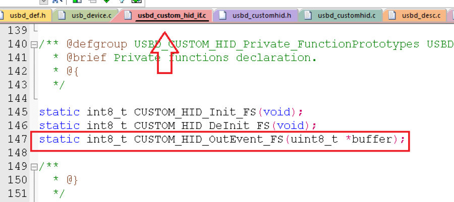 USB Custom HID OutEvent FS Def